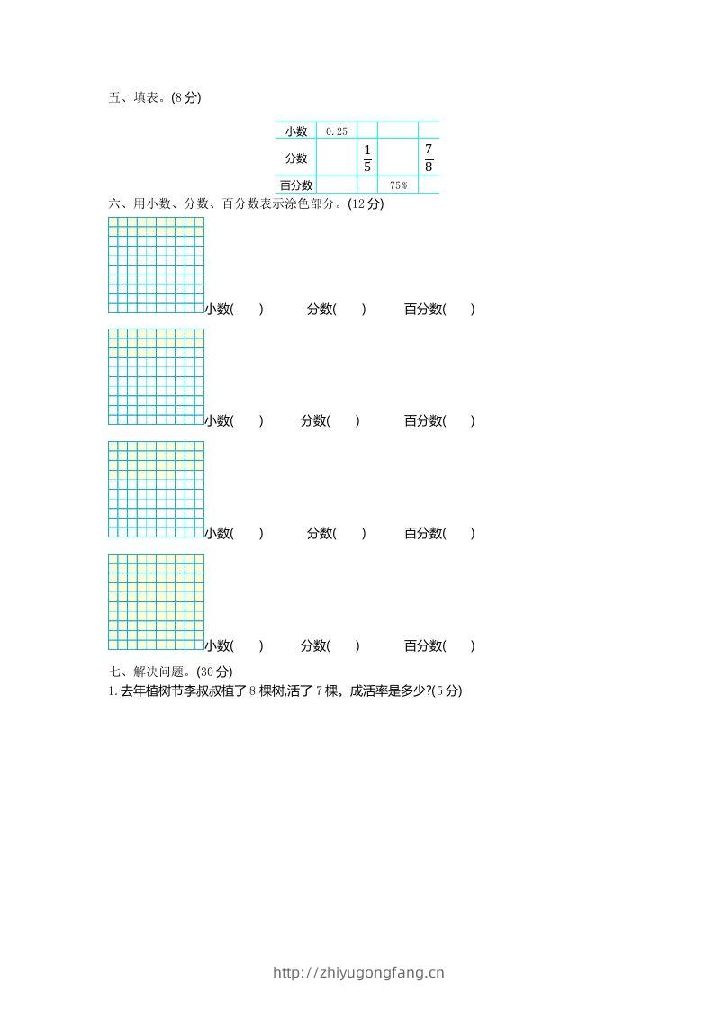 图片[2]-五下（54制）青岛版数学第二单元检测-1-学习资料站