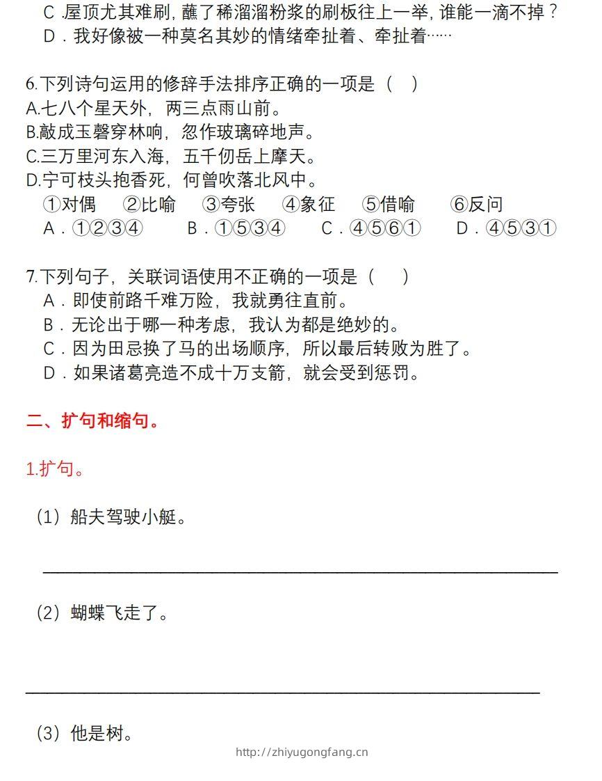 图片[2]-5年级句子专项练习-学习资料站