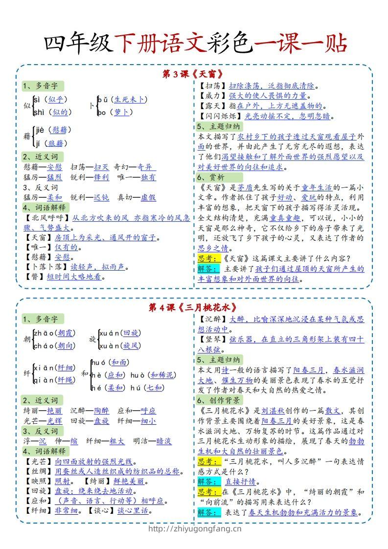 图片[2]-四年级下语文彩色一课一贴全-学习资料站