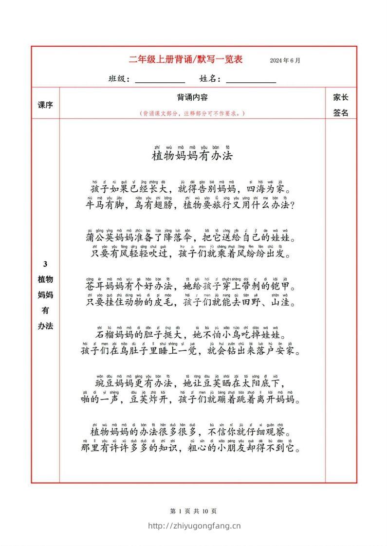 二上语文必背内容默写表-学习资料站