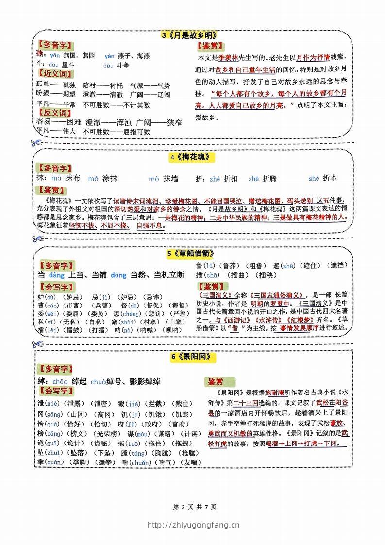 图片[2]-五年级下册语文彩色一课一贴7页-学习资料站