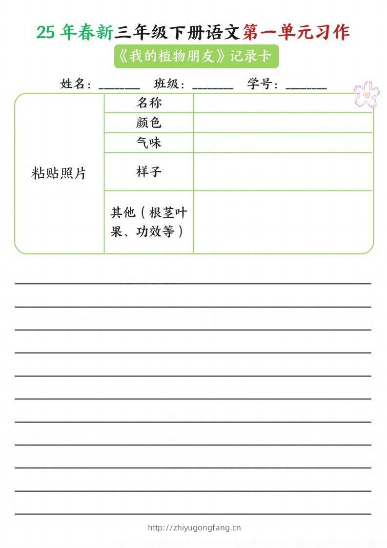 【习作】25年春新三下语文第一单元习作（观察单）16页-学习资料站