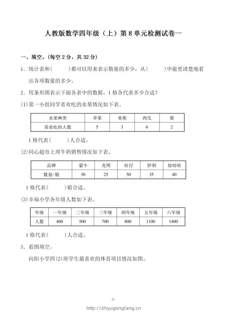 四（上）人教版数学第八单元检测试卷一-学习资料站