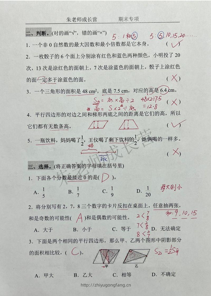 图片[2]-五上北师版数学【期末专项卷（答案）】-学习资料站