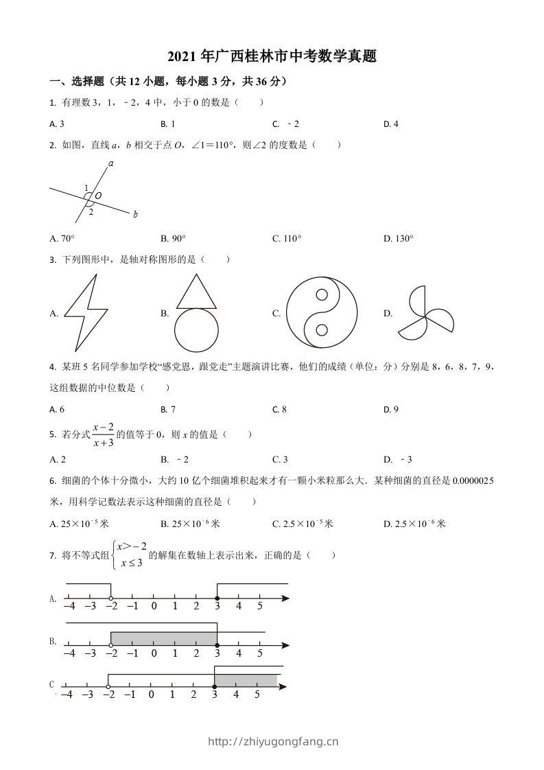 广西省桂林市2021年中考数学真题（空白卷）-学习资料站