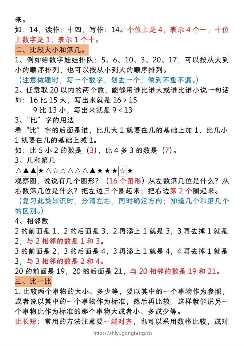 图片[2]-【一上数学人教版】一年级上册数学期末知识点汇总-学习资料站