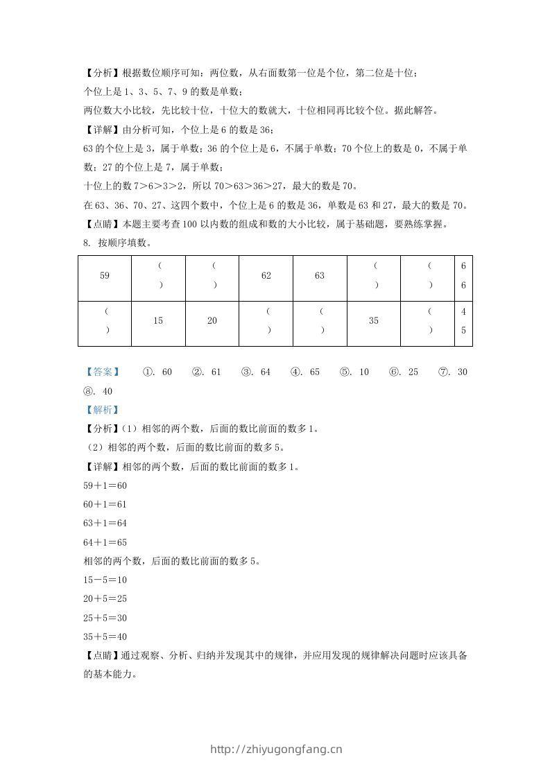 图片[3]-2020-2021学年江苏省徐州市铜山区一年级下册数学期中试题及答案(Word版)-学习资料站