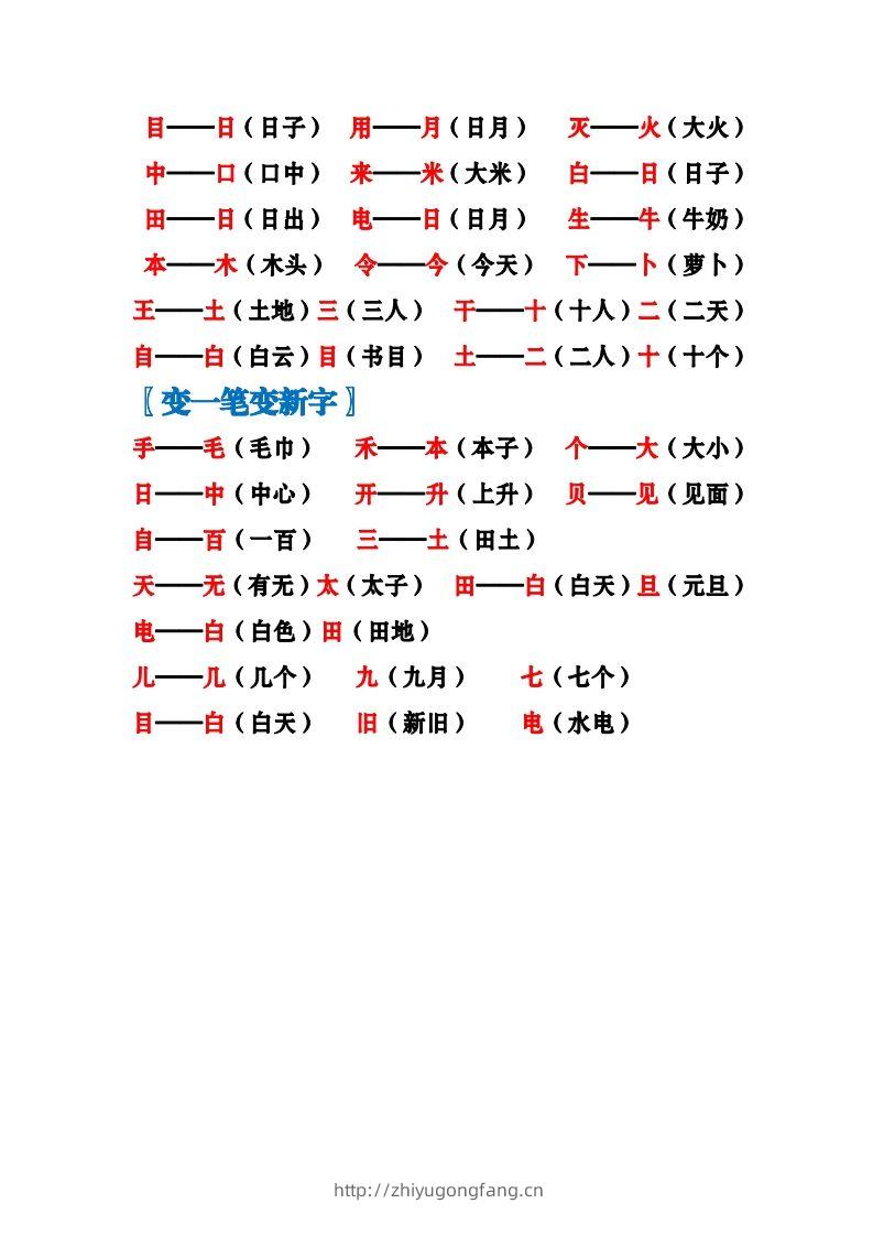 图片[2]-一上语文加加减减变新字梳理汇总+专项练习-学习资料站