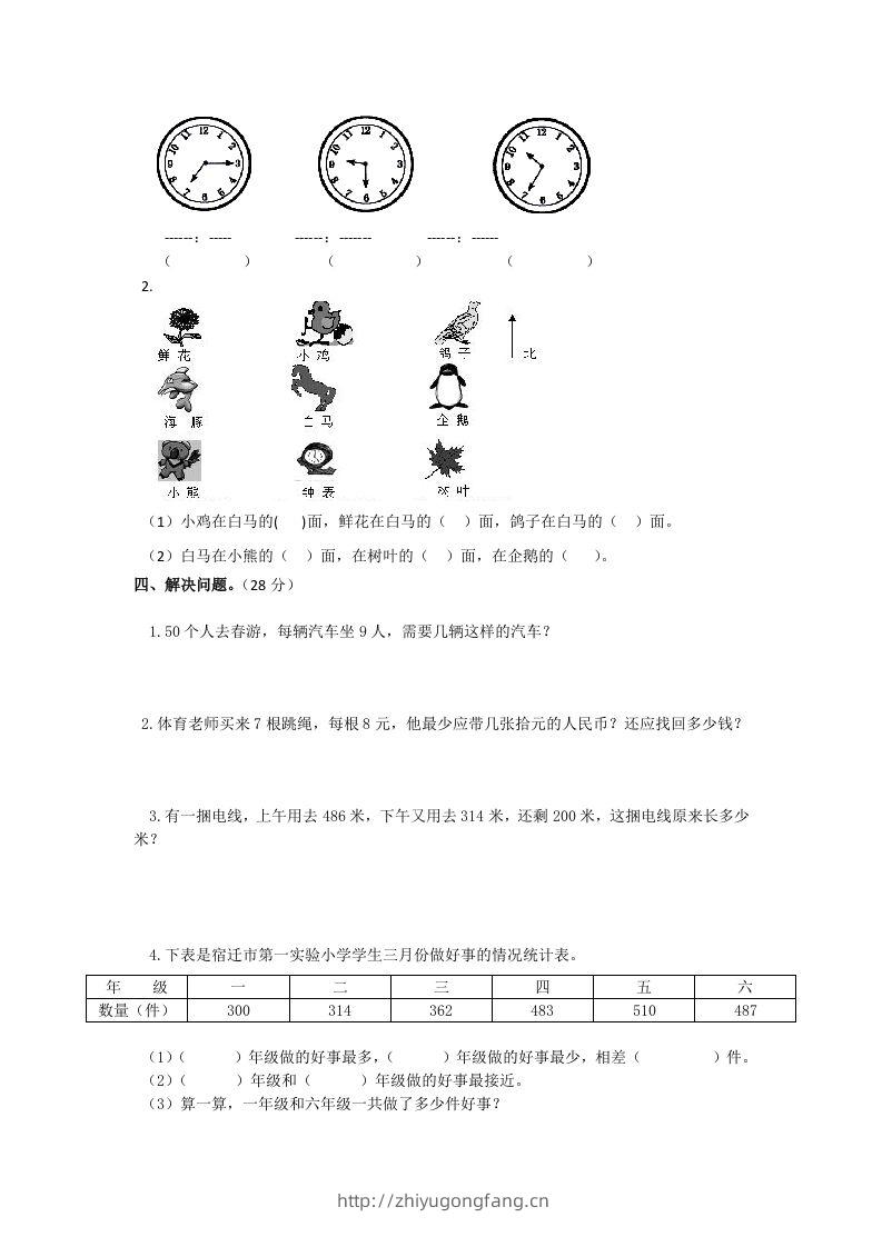 图片[2]-二下人教版数学期末测试卷6-学习资料站