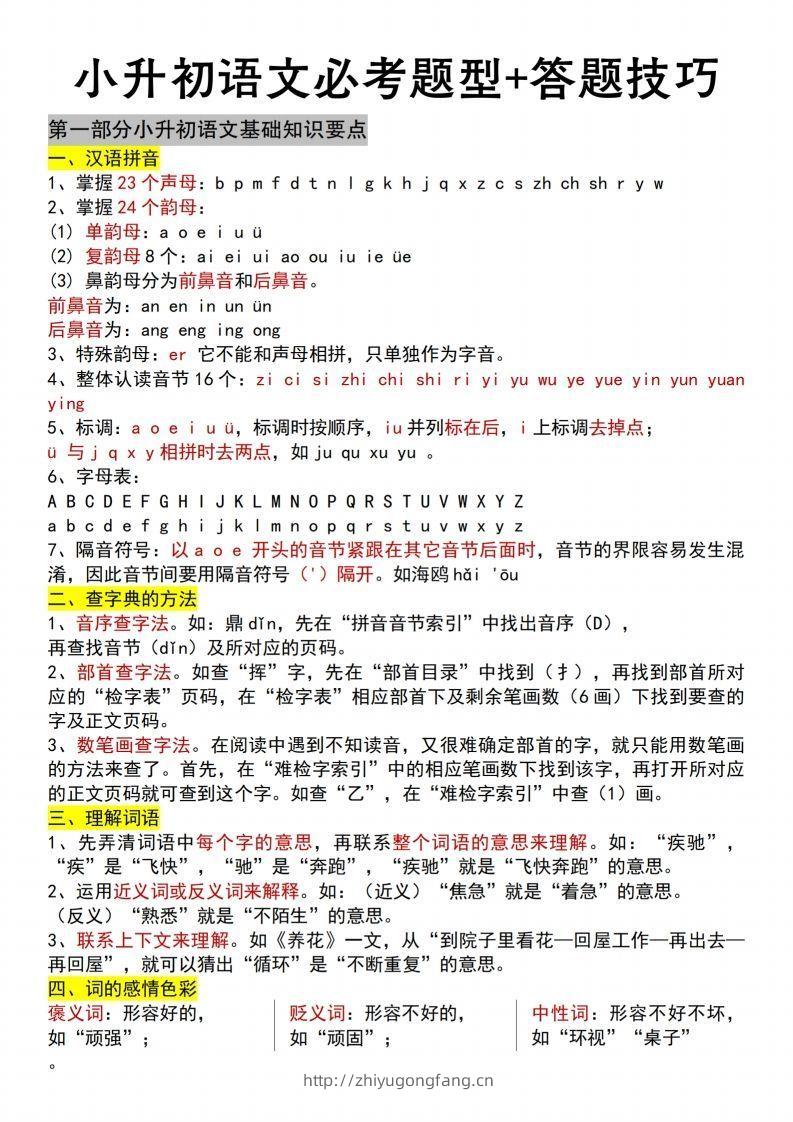 【语文】小升初语文必考题型+答题技巧-学习资料站