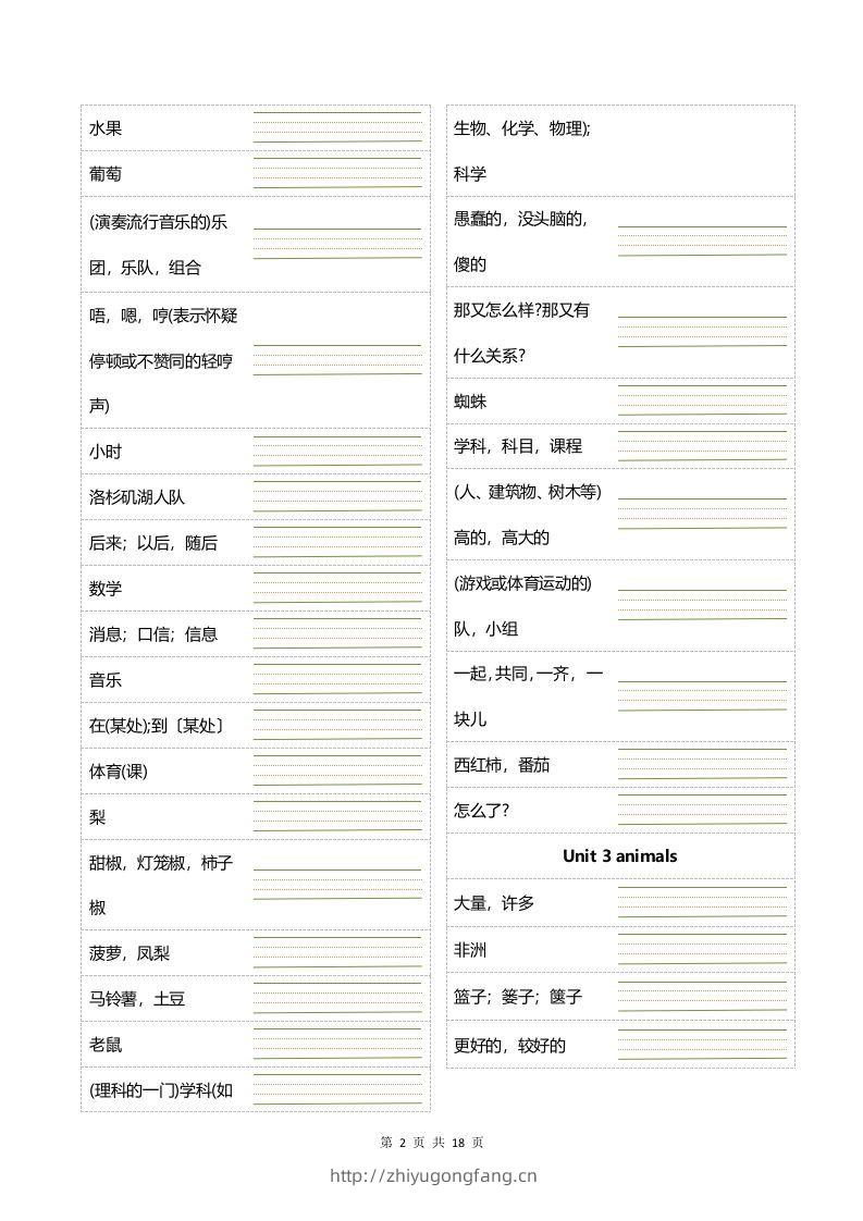 图片[2]-四年级下册英语正乱序英汉互译默写-学习资料站