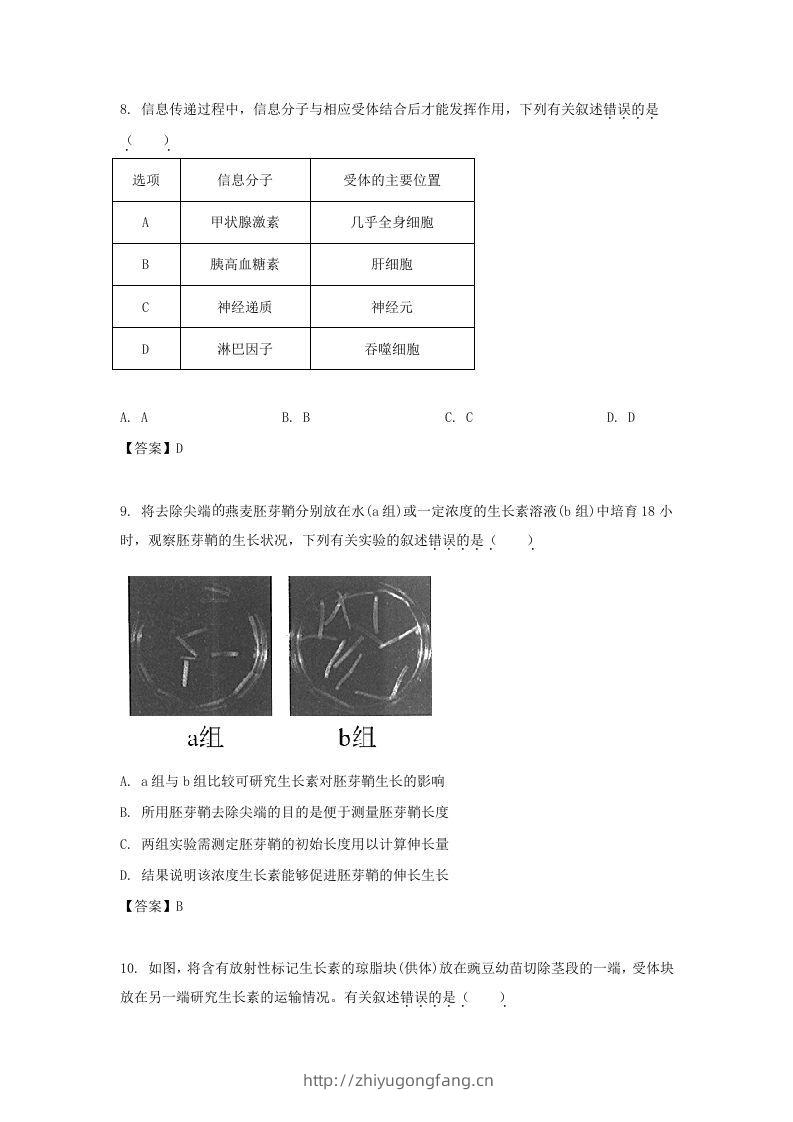 图片[3]-2019-2020年北京市东城区高二生物上学期期末试题及答案(Word版)-学习资料站