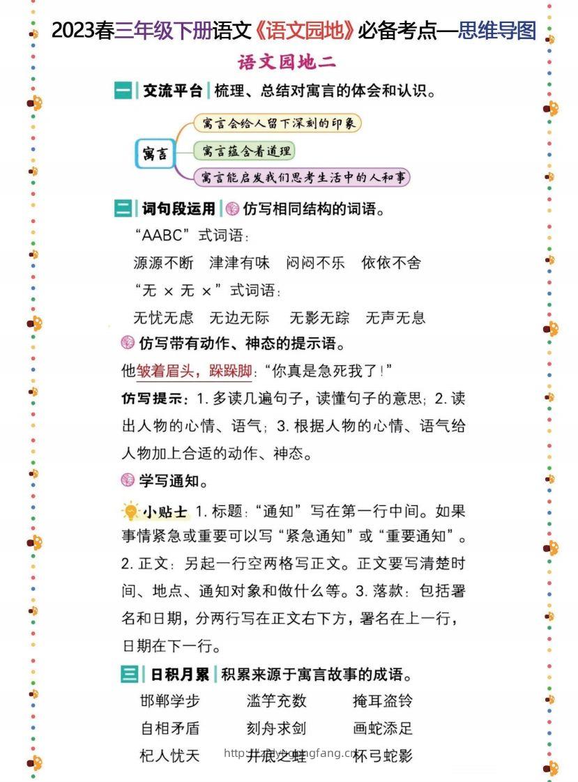 图片[2]-2023春三年级下册语文《语文园地》必备考点—思维导图-学习资料站