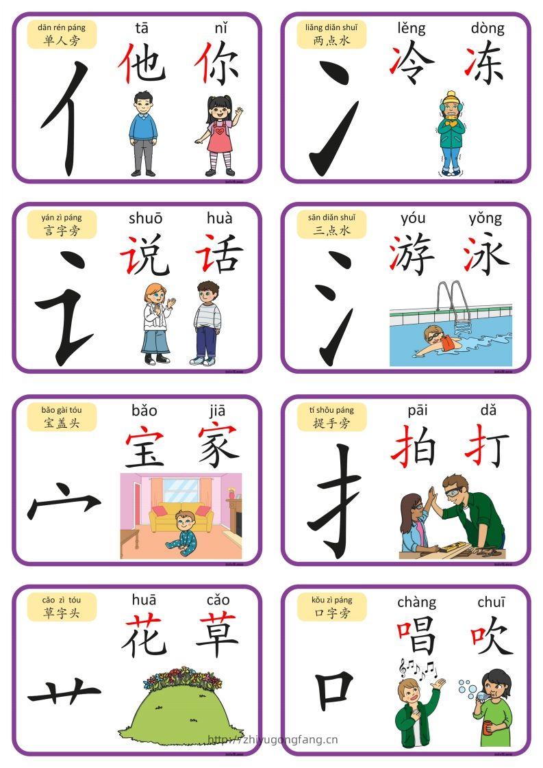 2_认识部首和偏旁闪卡-学习资料站