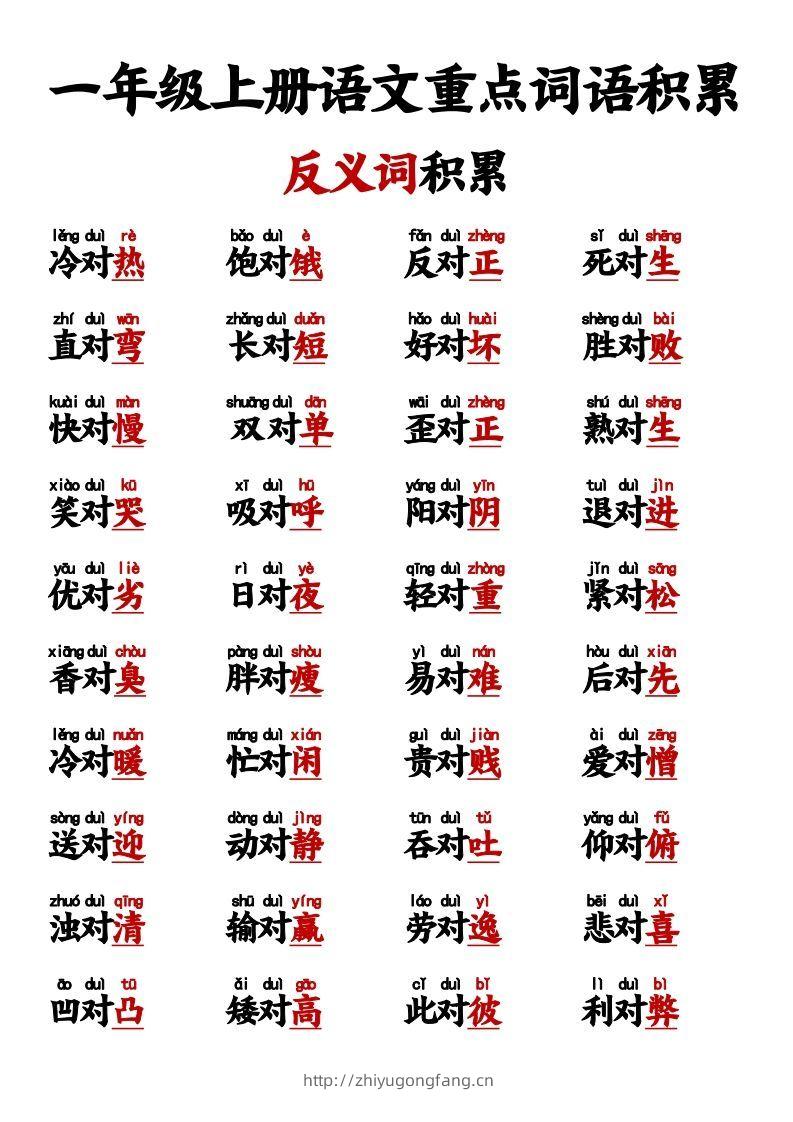 图片[2]-【反义词对子歌】一上语文-学习资料站