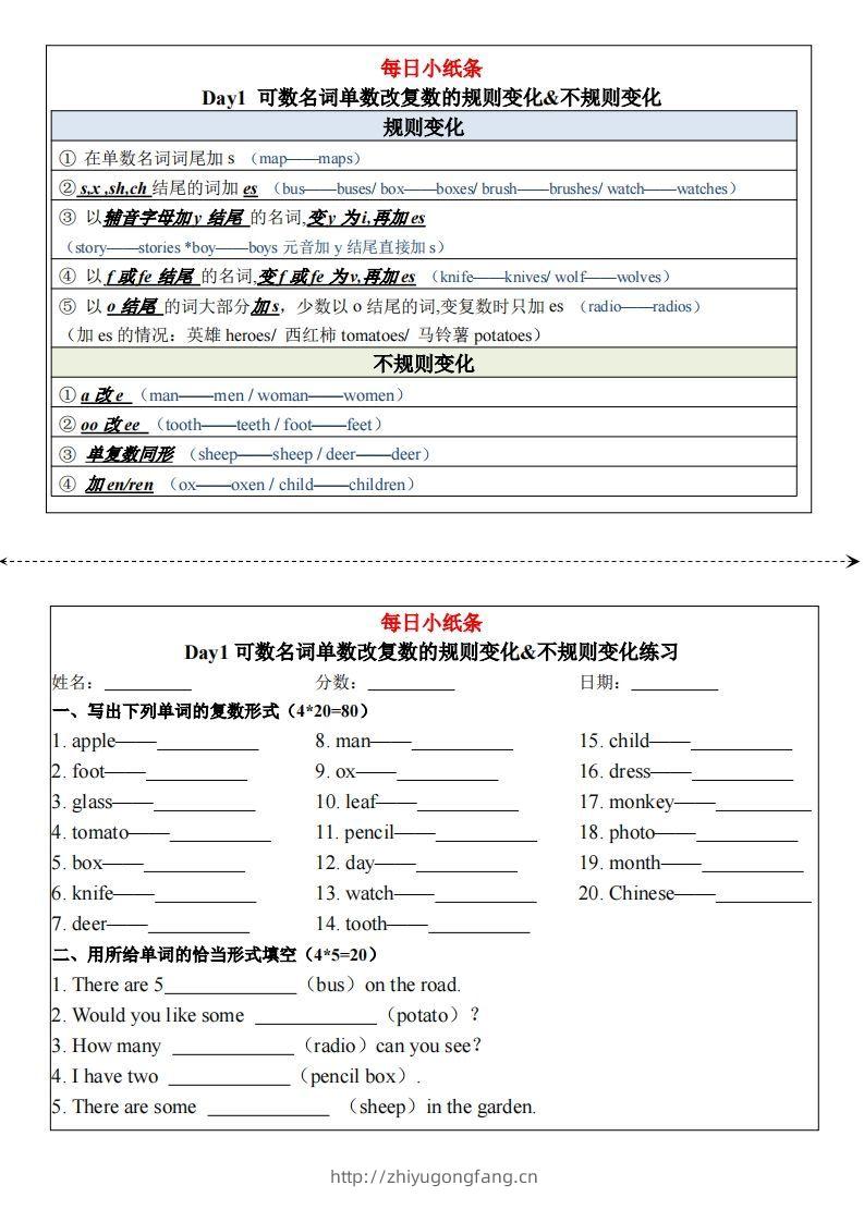 合并版小学语法每日小纸条-学习资料站