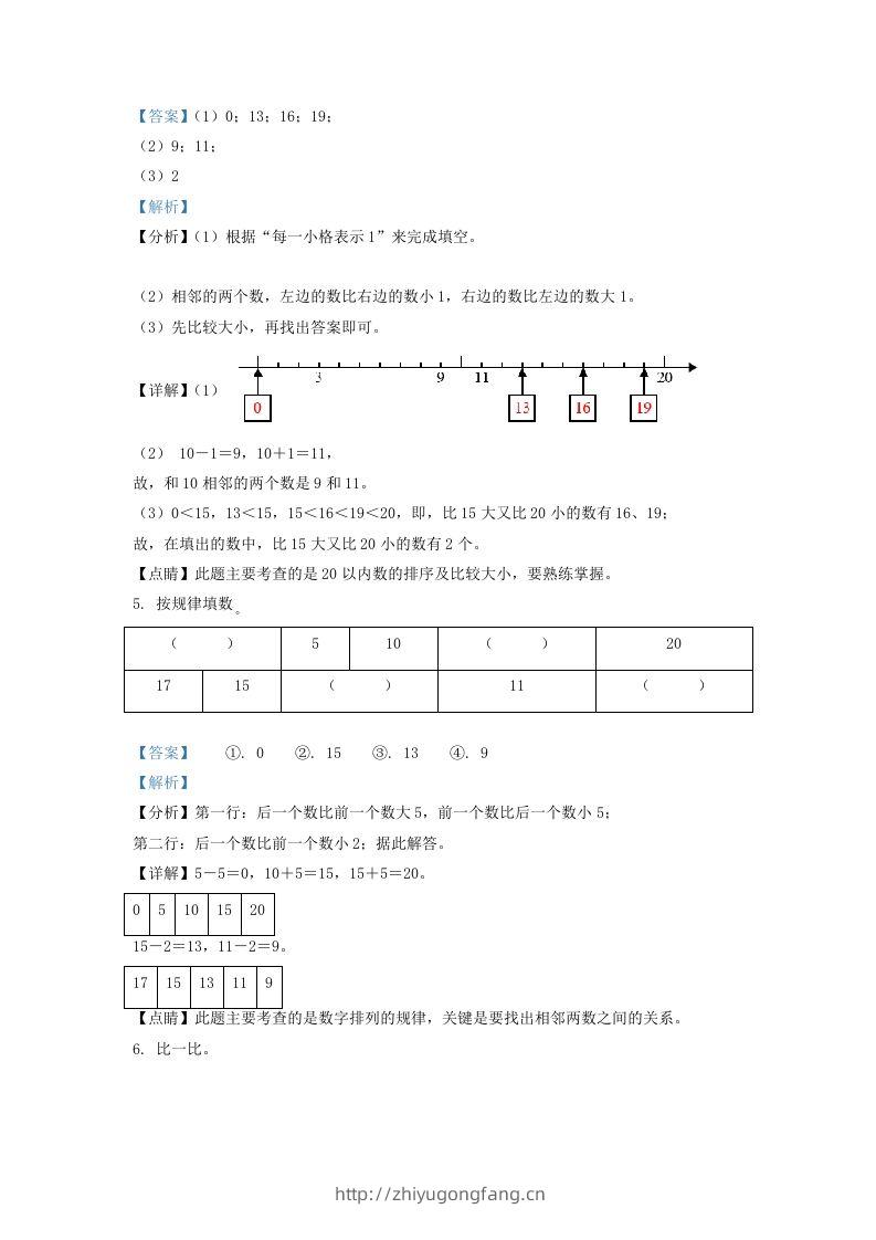 图片[2]-2020-2021学年江苏省南通市崇川区一年级上册数学期末试题及答案(Word版)-学习资料站