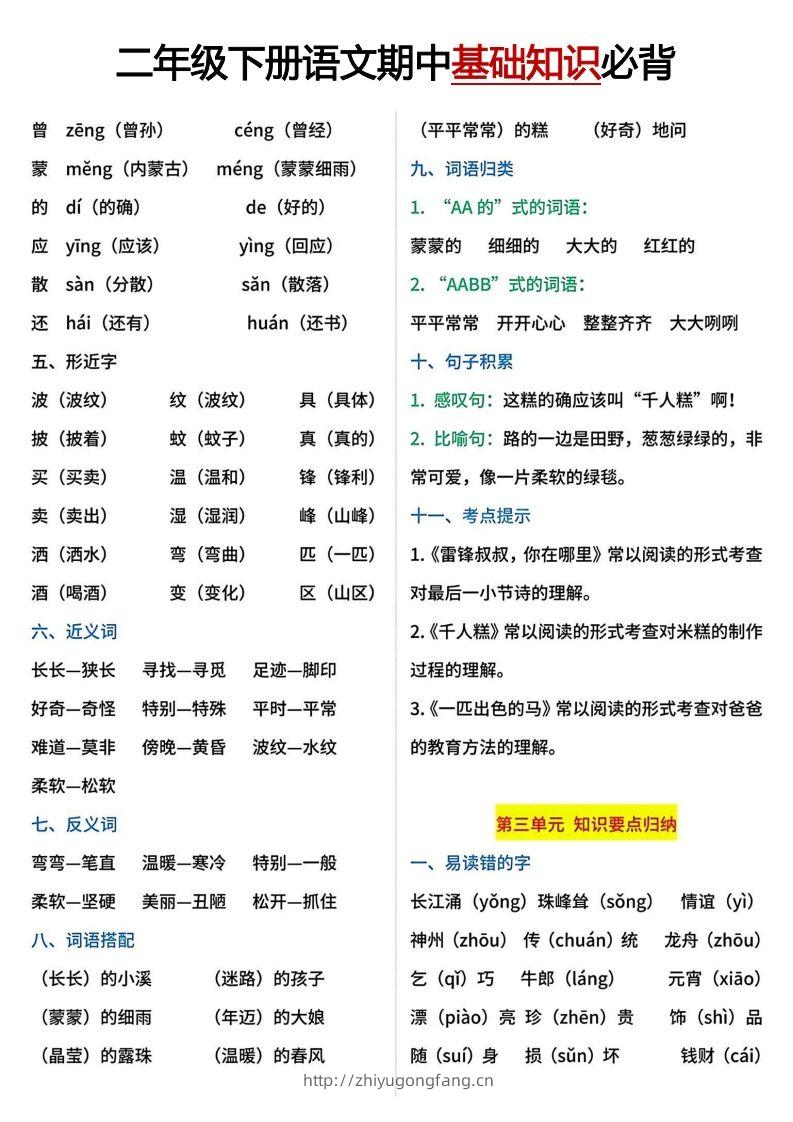 图片[3]-二年级下册期中基础知识必背-学习资料站