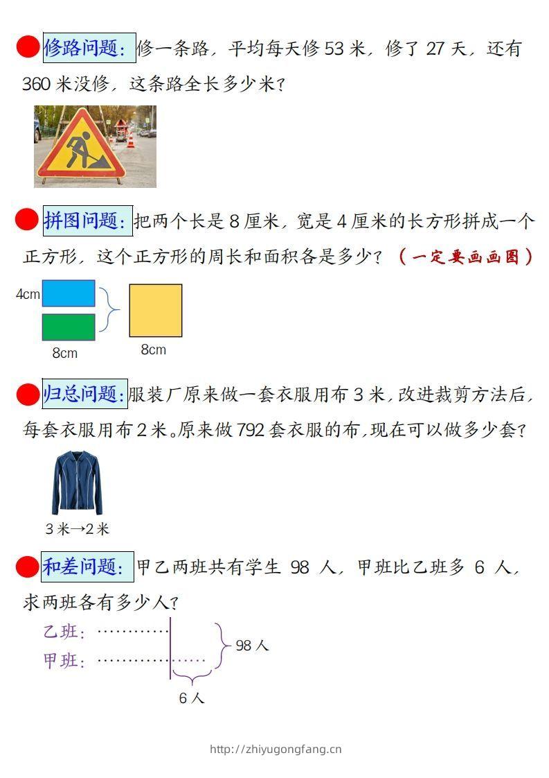 图片[2]-三下数学应用题母题【期末常考易错思维应用题专项】（空白+答案14页）-学习资料站