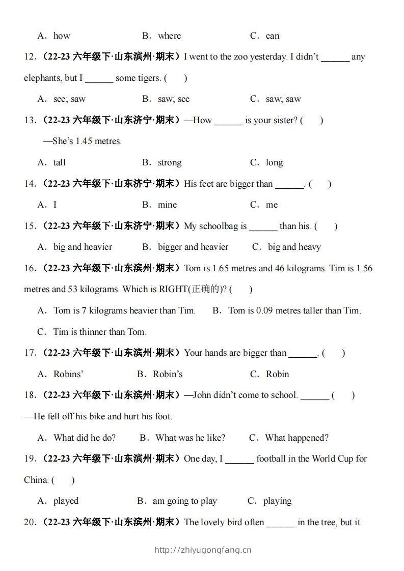 图片[2]-英语小升初拔高特训专项—单选题(含解析)-学习资料站
