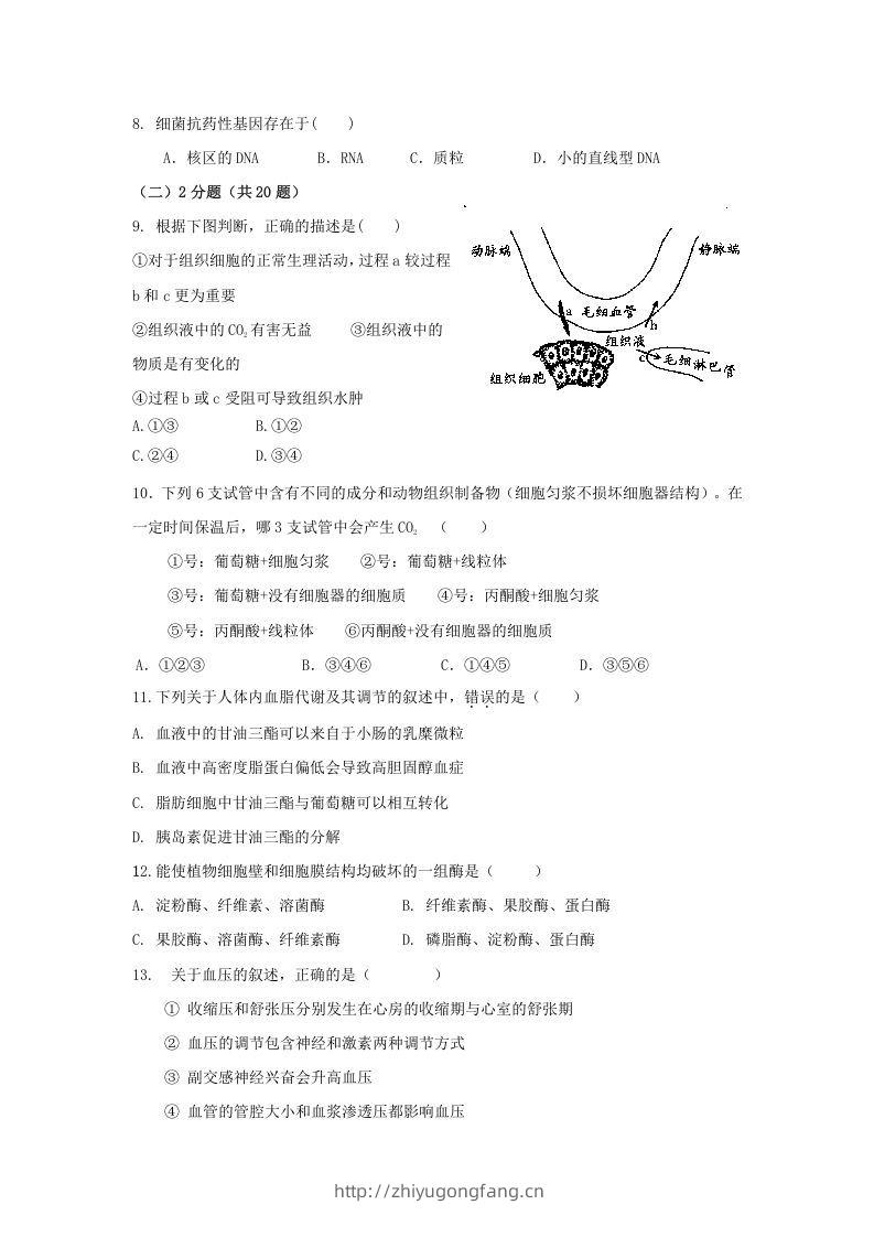 图片[2]-2010年上海高三部分重点中学二次联考生物真题及答案(Word版)-学习资料站