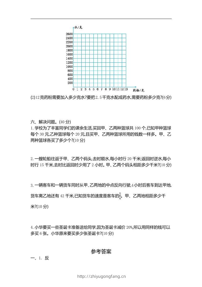 图片[2]-六下苏教版数学第六单元测试卷-2-学习资料站