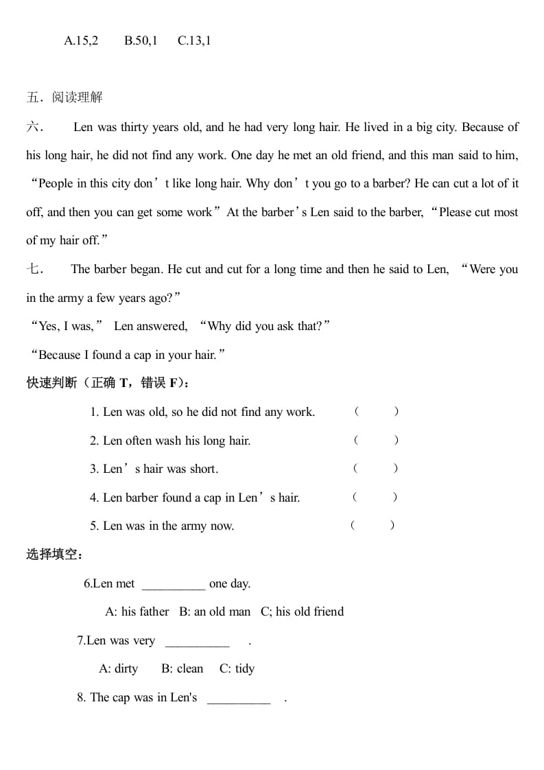 图片[3]-六年级英语上册期中测试模拟卷2（人教版一起点）-学习资料站