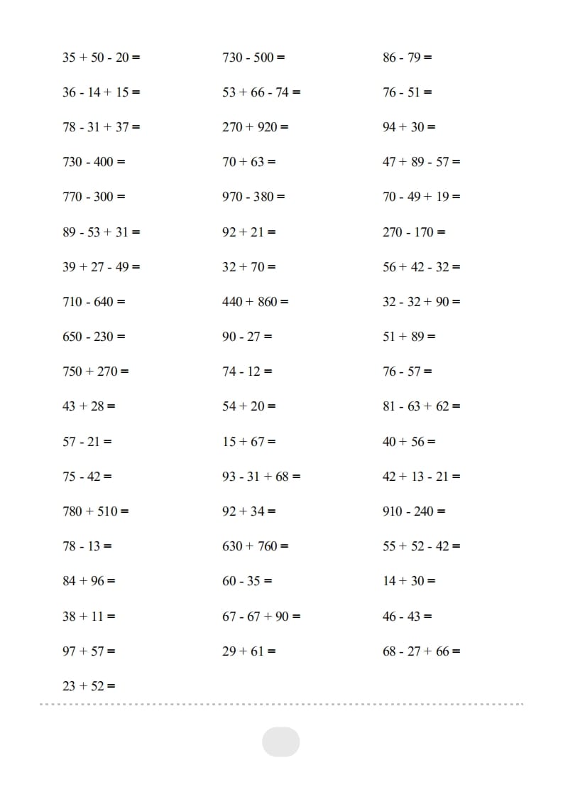 图片[2]-三年级数学上册▲口算题（万以内的加减法(一)）连打2500题（人教版）-学习资料站
