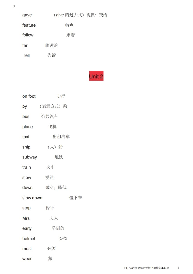 图片[2]-六年级英语上册单词表（人教版PEP）-学习资料站