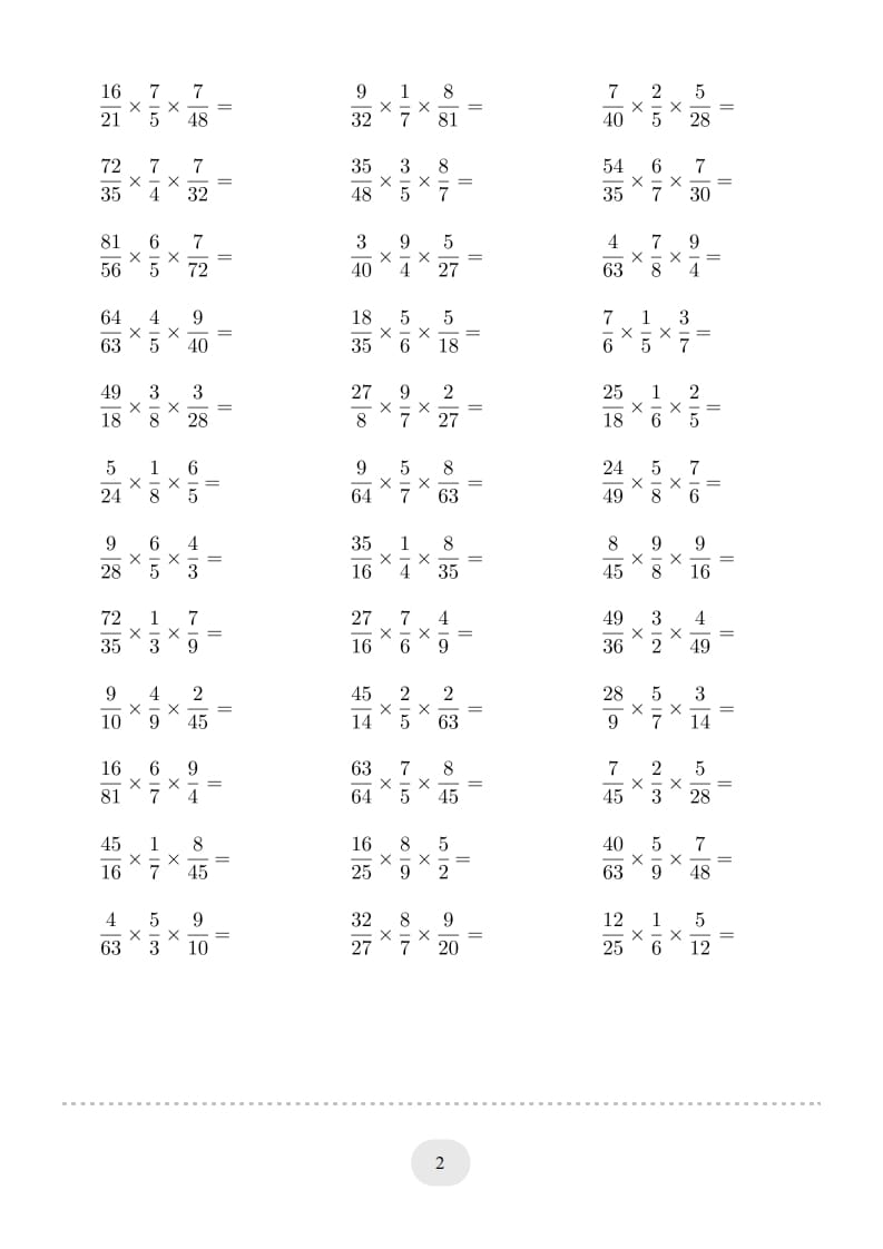 图片[2]-六年级数学上册▲口算题（分数连乘）连打版（人教版）-学习资料站