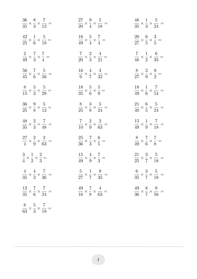 图片[3]-六年级数学上册▲口算题（分数连乘）连打版（人教版）-学习资料站