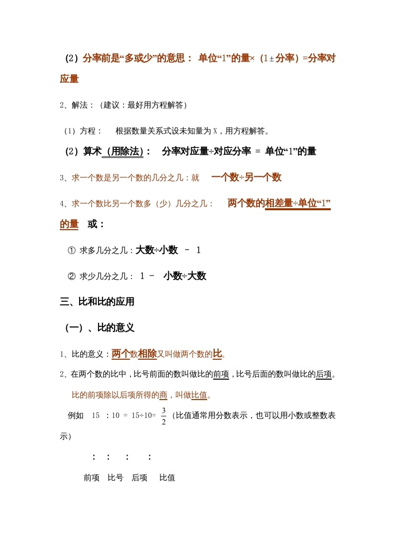 图片[2]-六年级数学上册第2单元归纳总结（人教版）-学习资料站