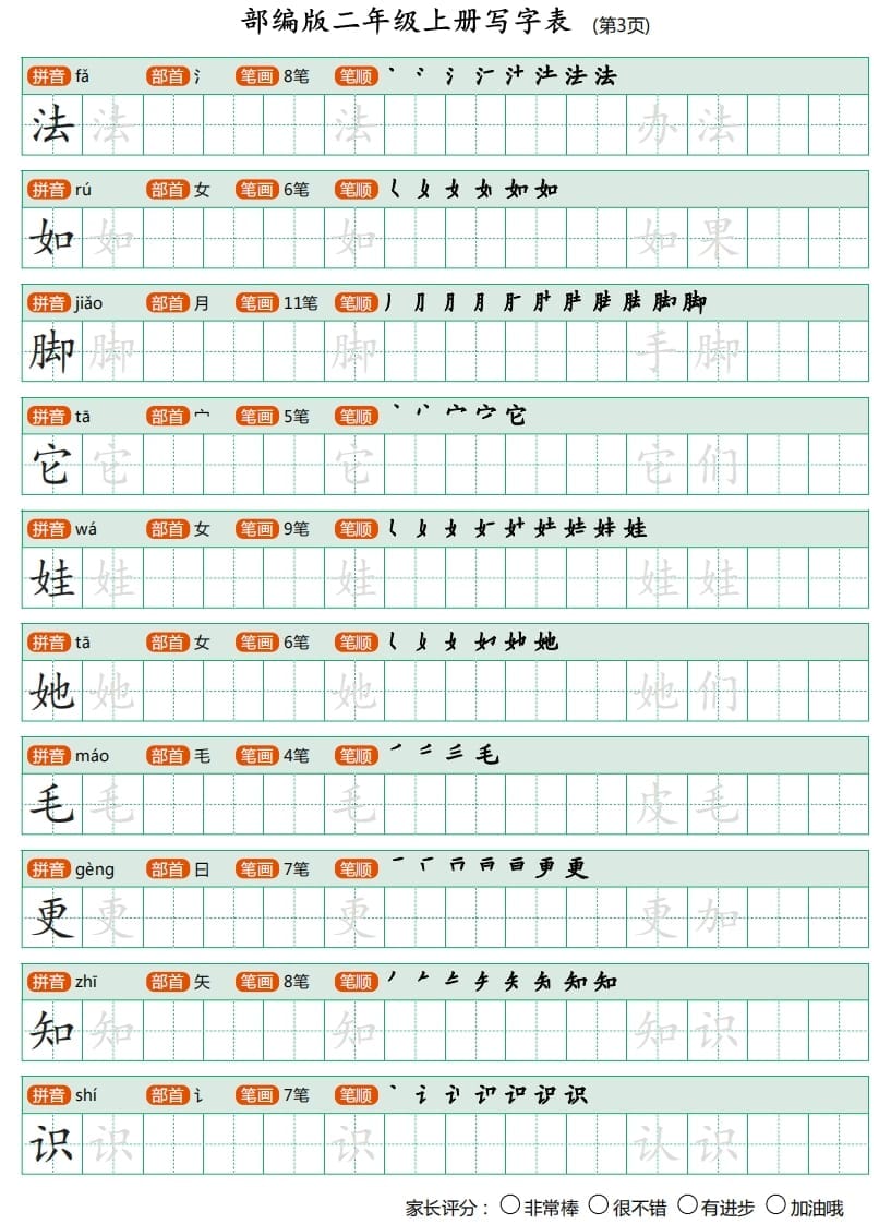图片[3]-二年级语文上册写字表（25页）PDF（部编）-学习资料站