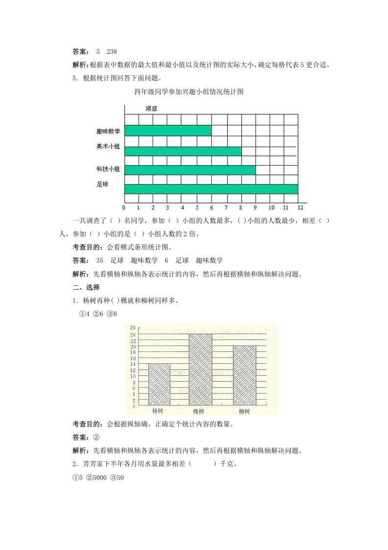 图片[3]-四年级数学上册同步测试及解析-条形统计图（人教版）-学习资料站