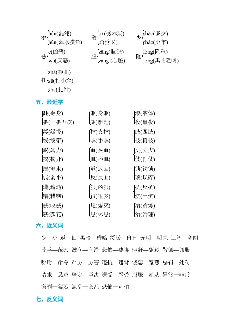 图片[2]-四年级语文上册第四单元单元知识小结-学习资料站
